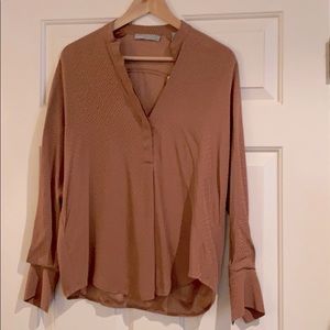 VINCE V-neck silk blouse.